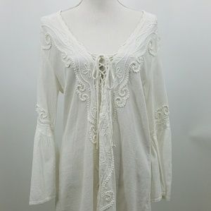 Embroidery Peasant Blouse or Cover Up Size Small